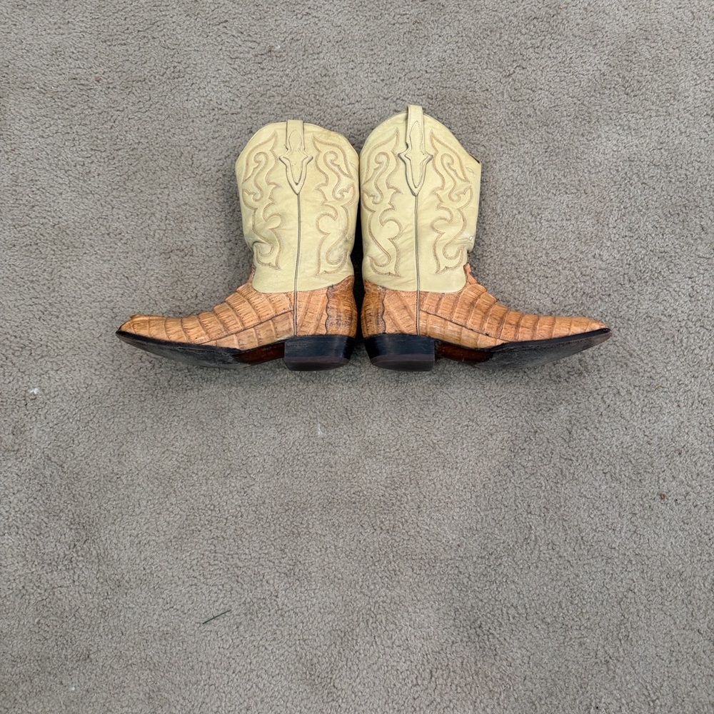 Tony Lama Tan and Cream Cowboy Boots